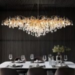 Modern Light Luxury Golden Creative Glass Chandelier Is Suitable for Living Room Dining Room LED Chandelier