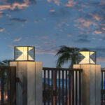 Lumind Outdoor Solar Hourglass Square Pillar Lamp-LP13